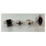 (4) 925 Sterling Silver Rings featuring Black Onyx