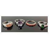 (4) 925 Sterling Silver Rings featuring Different