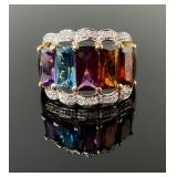 14K Gold Ring featuring Different Colored Gemstone