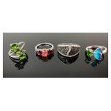 (4) 925 Sterling Silver Rings featuring Different