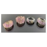 (4) 925 Sterling Silver Rings featuring Gemstones.