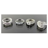 (4) 925 Sterling Silver Rings featuring Different