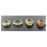 (4) 925 Sterling Silver Rings featuring Yellow and