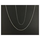 (2) 925 Sterling Silver Chains with Magnetic Clasp