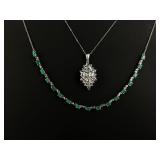 (2) 925 Sterling Silver Necklaces with Magnetic Cl