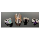 (4) 925 Sterling Silver Rings featuring Different