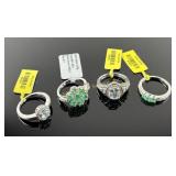 (4) 925 Sterling Silver Rings, three made in India