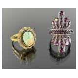 (2) 925 Sterling Silver Rings featuring Pink, Clea