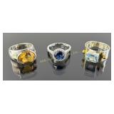 (3) 925 Sterling Silver Rings with Gemstones.