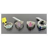 (4) 925 Sterling Silver Rings featuring Different