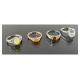 (4) 925 Sterling Silver Rings featuring Different