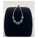 925 Sterling Silver Bracelet with Green Gemstones.