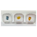 (3) Loose Gemstones: London Blue Topaz and Amber