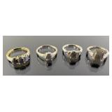 (4) 925 Sterling Silver Rings with Gray Gemstones.