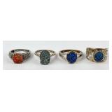 (4) 925 Sterling Silver Rings with Stones