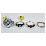 (4) 925 Sterling Silver Rings