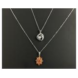 (2) 925 Sterling Silver Necklaces with Sterling Si