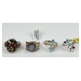 (4) 925 Sterling Silver Rings with Gemstones