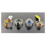 (4) 925 Sterling Silver Rings, one made in India,