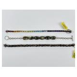 (3) 925 Sterling Silver Bracelets, two made in Ind