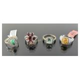 (4) 925 Sterling Silver Rings, one made in India a