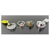 (4) 925 Sterling Silver Rings, two made in India,