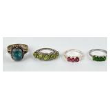(4) 925 Sterling Silver Rings featuring Different
