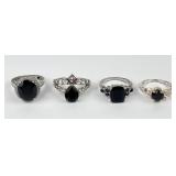 (4) 925 Sterling Silver Rings with Gemstones