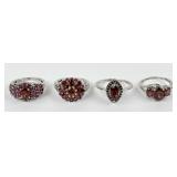(4) 925 Sterling Silve Rings featuring Gemstones.