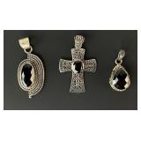 (3) 925 Sterling Silver Pendants with Black Onyx G