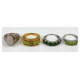 (4) 925 Sterling Silver Rings featuring Different