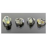 (4) 925 Sterling Silver Rings featuring Gray Gemst