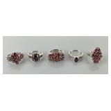 (5) 925 Sterling Silver Rings featuring Brown Gems