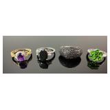 (4) 925 Sterling Silver Rings featuring Different