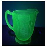 Green Uranium Glass Pitcher