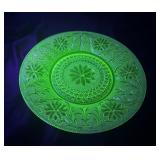 Uranium Glass Floral Pattern Plate