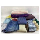 Clothing Items: Sweaters, Pants, Denim, Wrap Skirt