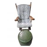 Glider Rocking Chair And Round Vinyl Footstool