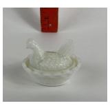 Westmoreland Milk Glass Miniature Covered Hen Dish