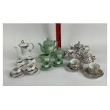 Miniature Porcelain Tea Sets with Floral Designs