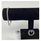 .925 Sterling Silver Jewelry Bracelet, Ring, Pin