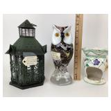 Yankee Candle Lantern, Blown Glass Owl, Wax Warmer