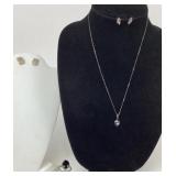Sterling Silver .925 Necklace and earrings, ring