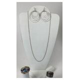 .925 Sterling Silver Rings, Earrings, Chain neckla