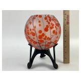 Art Deco Czech glass footed vase, Kralik, signed