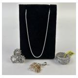 .925 Sterling Silver Chain 4.16g TW, ring 6.69g TW