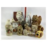 Owl Figurines, Squirrel Planter, Animal Decor