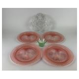 Uranium Dish, Pink Depression Plates, pattern glas