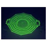 Green Uranium Glass Serving Platter
