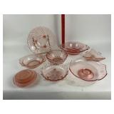 Pink Depression Glass Bowls, Plates, Platters